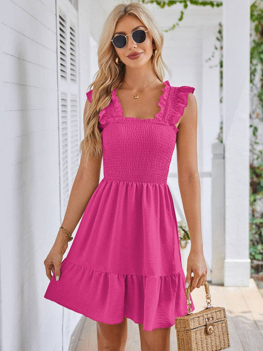 Vestido fruncido con mangas fruncidas