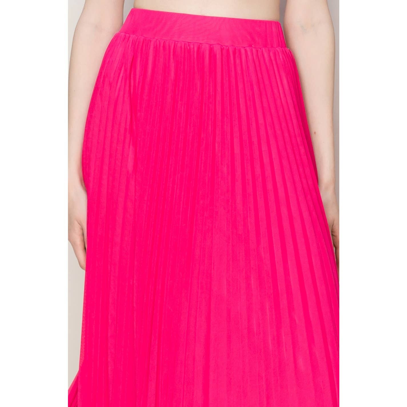 Falda plisada de malla de talle alto