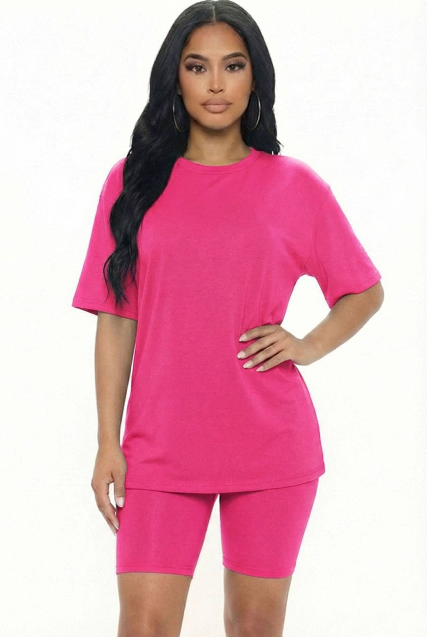 Oversized T-shirt and biker shorts set