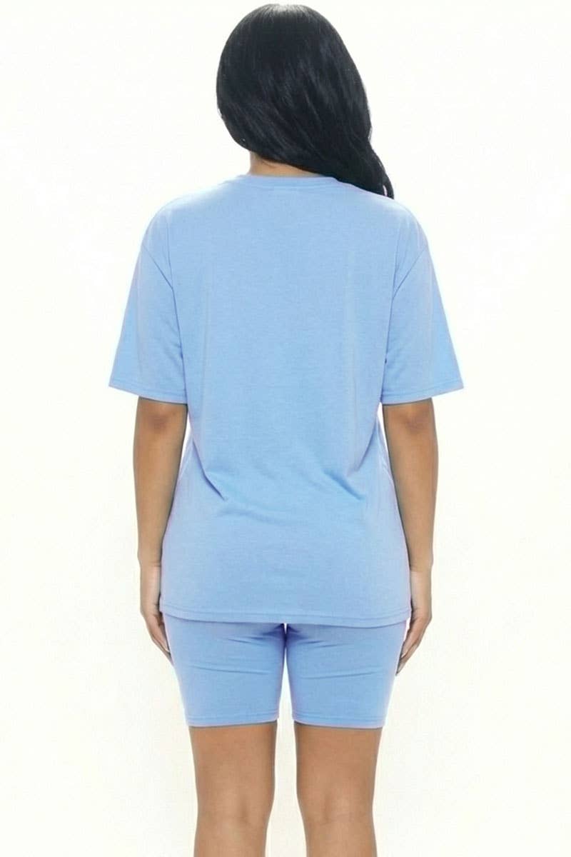 Oversized T-shirt and biker shorts set