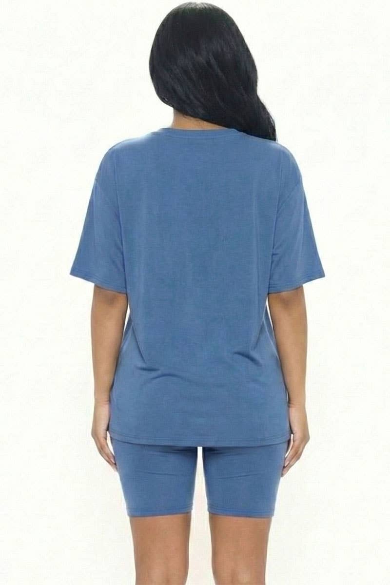 Oversized T-shirt and biker shorts set