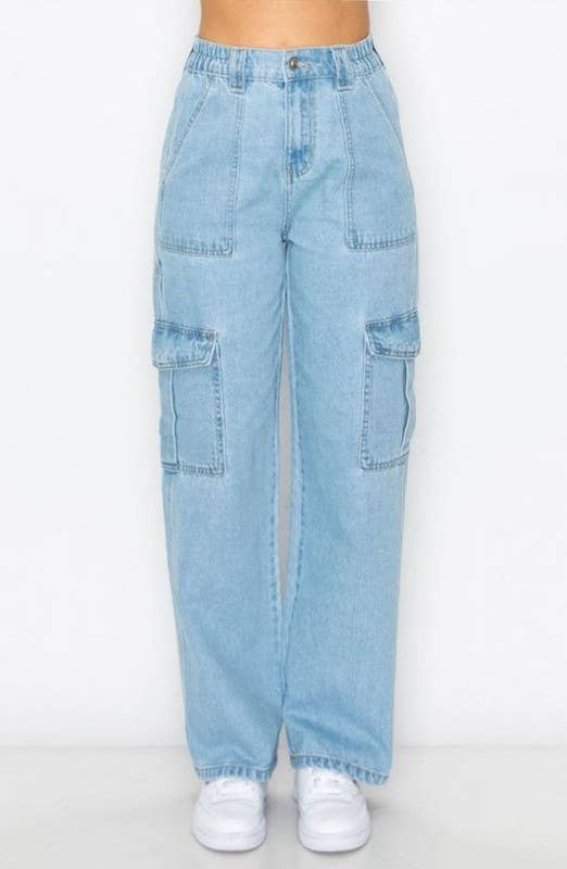 Pantalón cargo de mezclilla para adolescentes