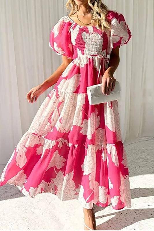 Vestido floral con mangas abullonadas