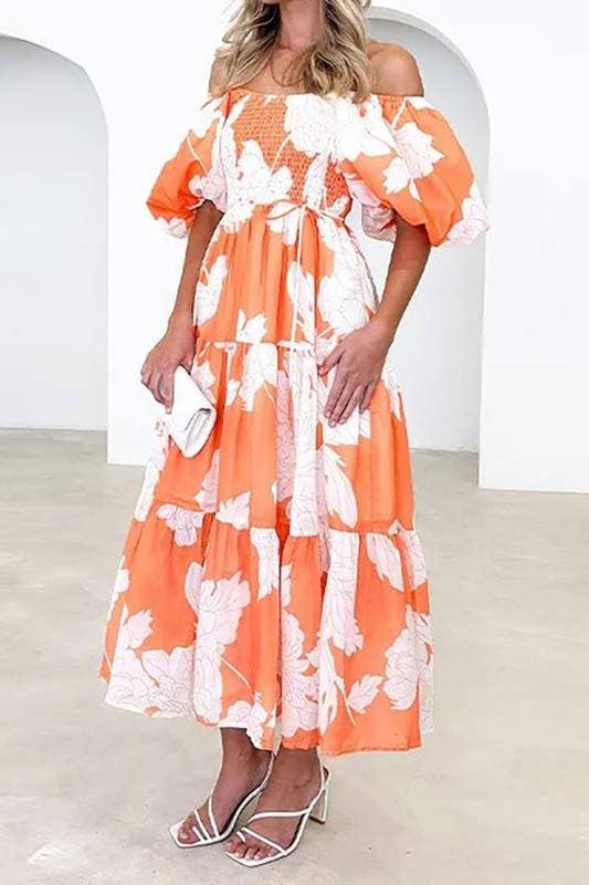 Vestido floral con mangas abullonadas