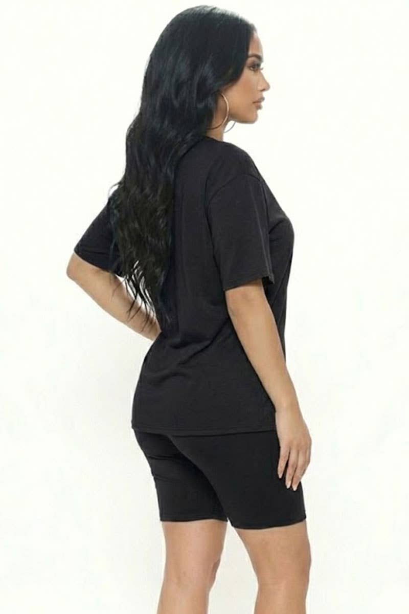 Oversized T-shirt and biker shorts set