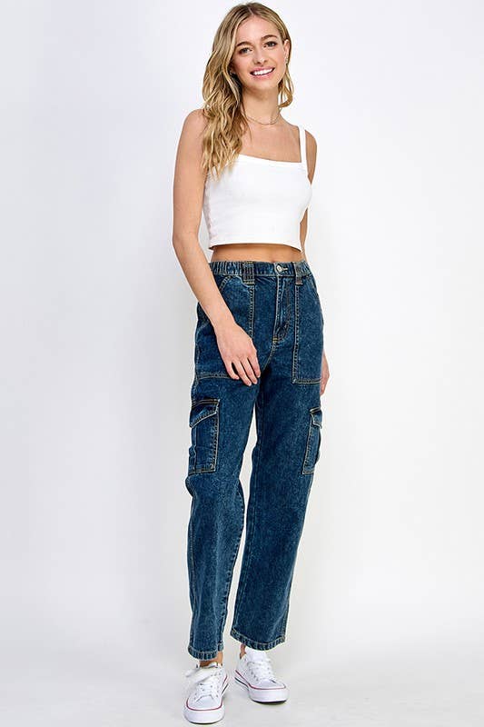 Pantalón cargo de mezclilla para adolescentes