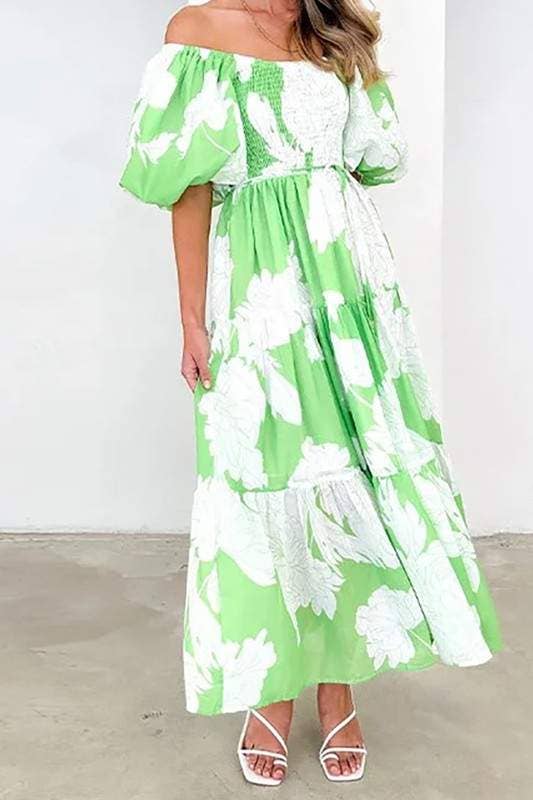Vestido floral con mangas abullonadas
