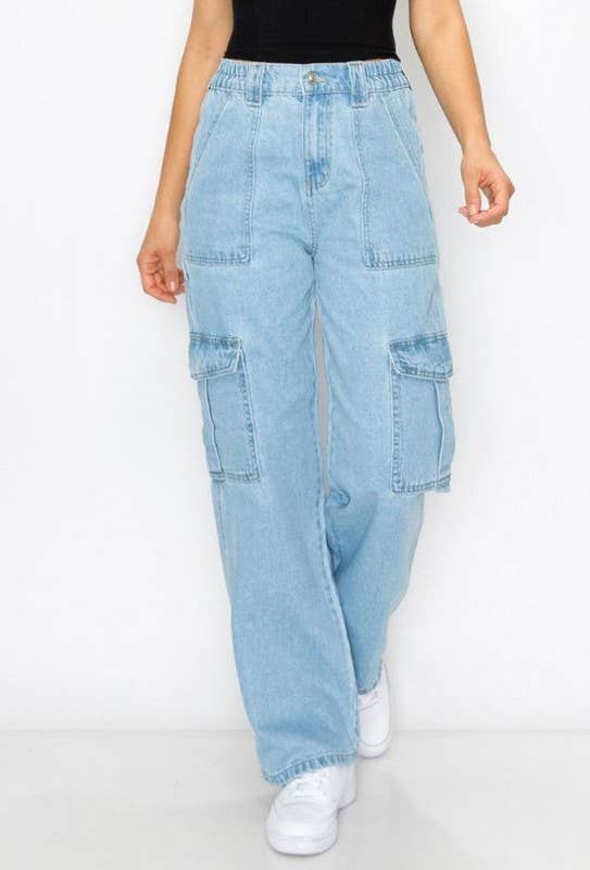 Pantalón cargo de mezclilla para adolescentes