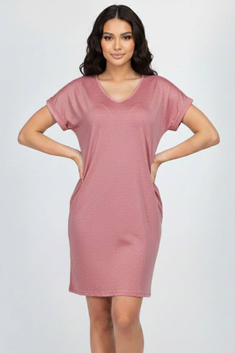 Minivestido de manga corta con bolsillo