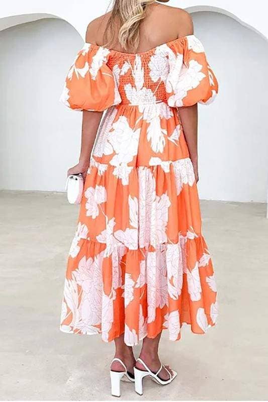 Vestido floral con mangas abullonadas