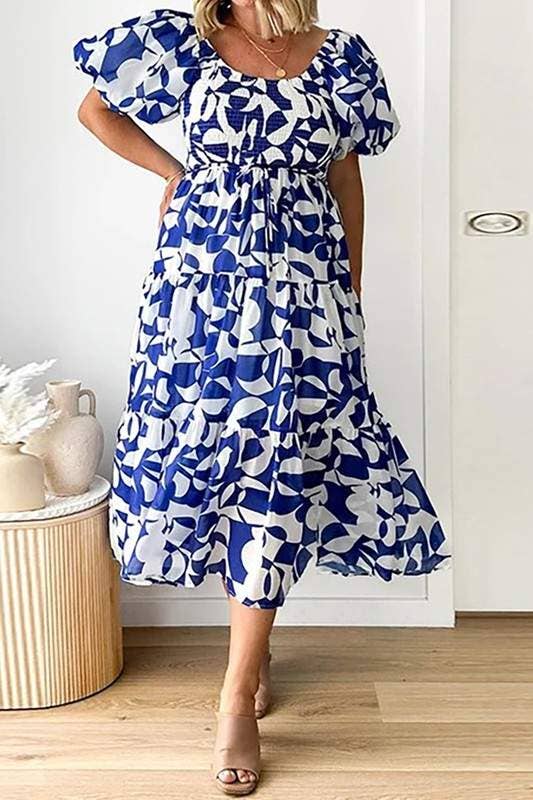 Vestido floral con mangas abullonadas