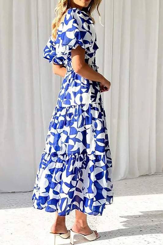 Vestido floral con mangas abullonadas
