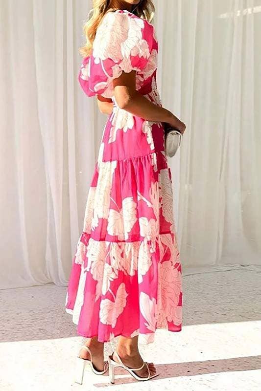 Vestido floral con mangas abullonadas
