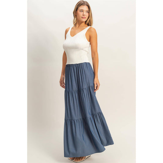 3-tiered skirt with elasticated waist