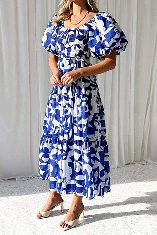Vestido floral con mangas abullonadas