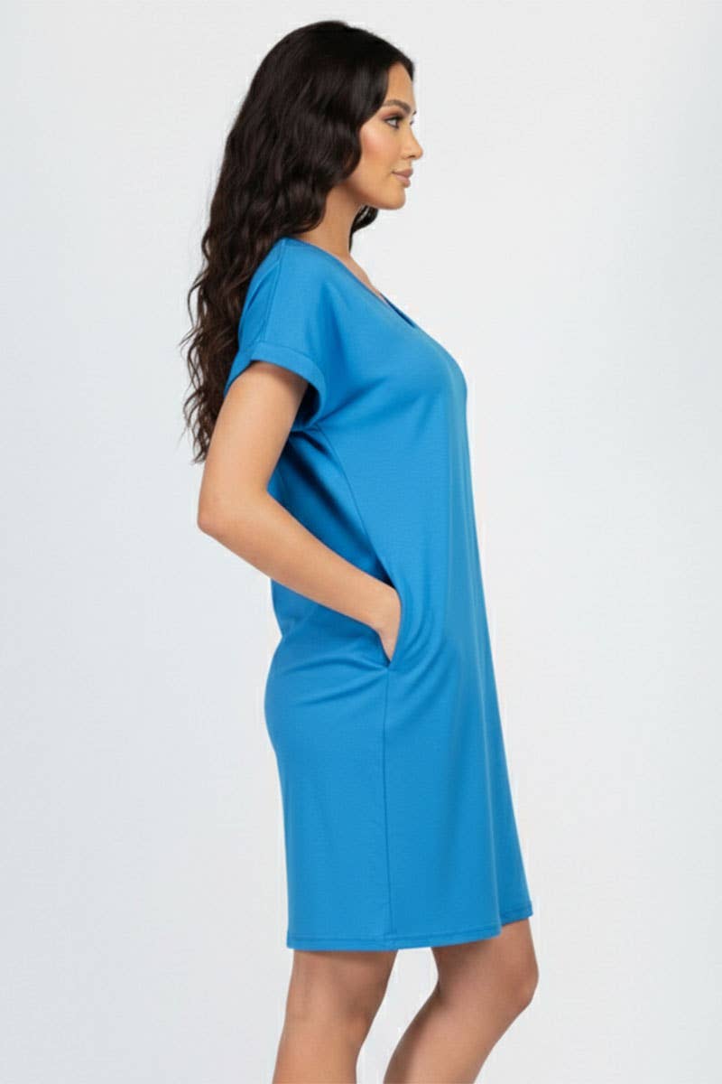 Minivestido de manga corta con bolsillo