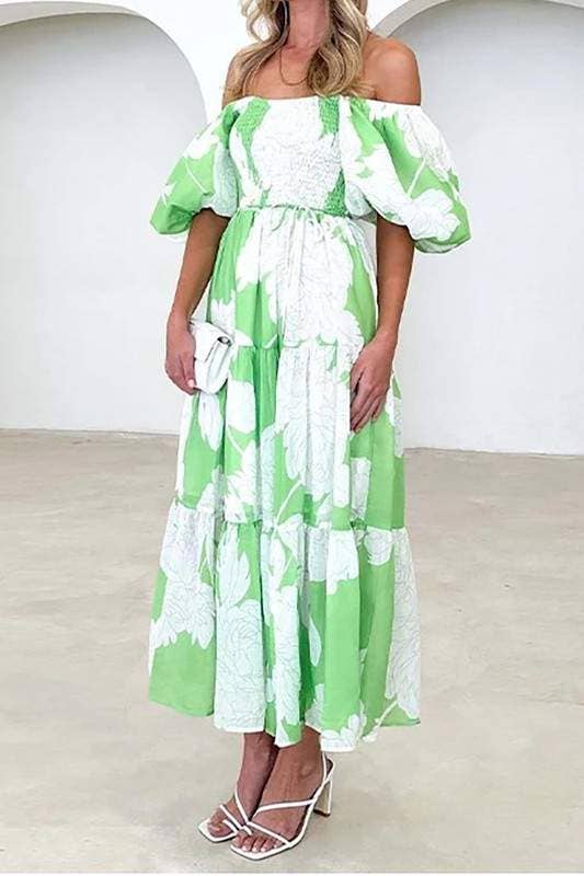 Vestido floral con mangas abullonadas