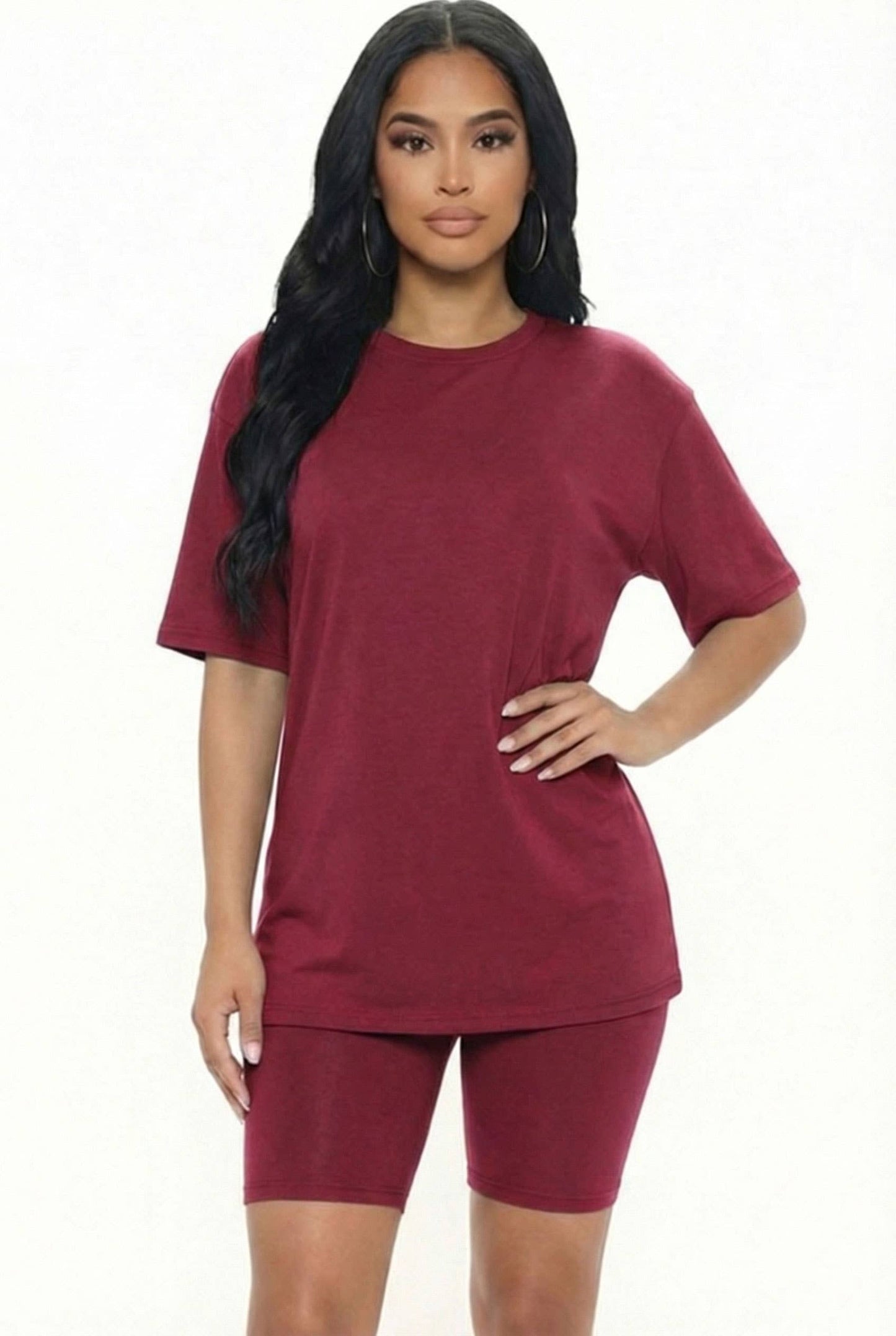 Oversized T-shirt and biker shorts set