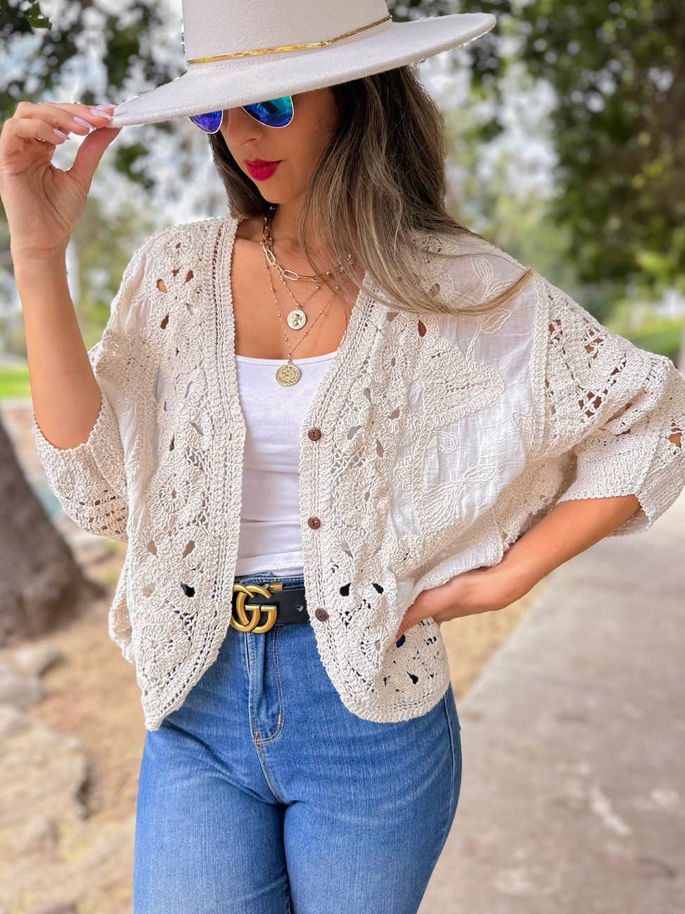 Ivory Lace Crochet Cardigan – Boutique Bestseller for Layering