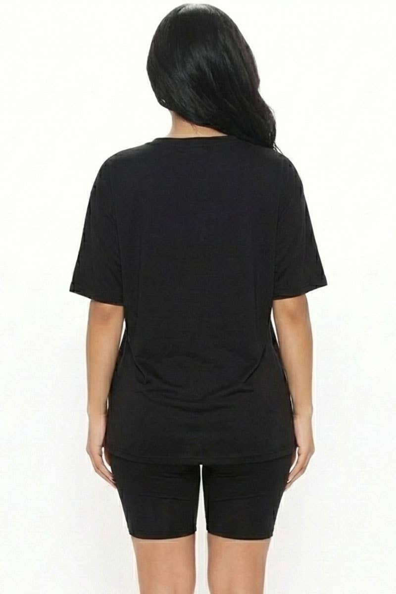 Oversized T-shirt and biker shorts set