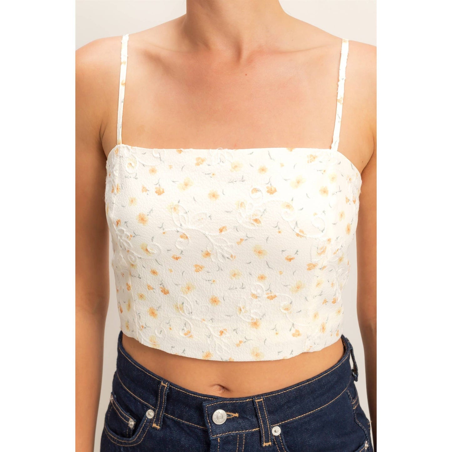Embroidered floral top