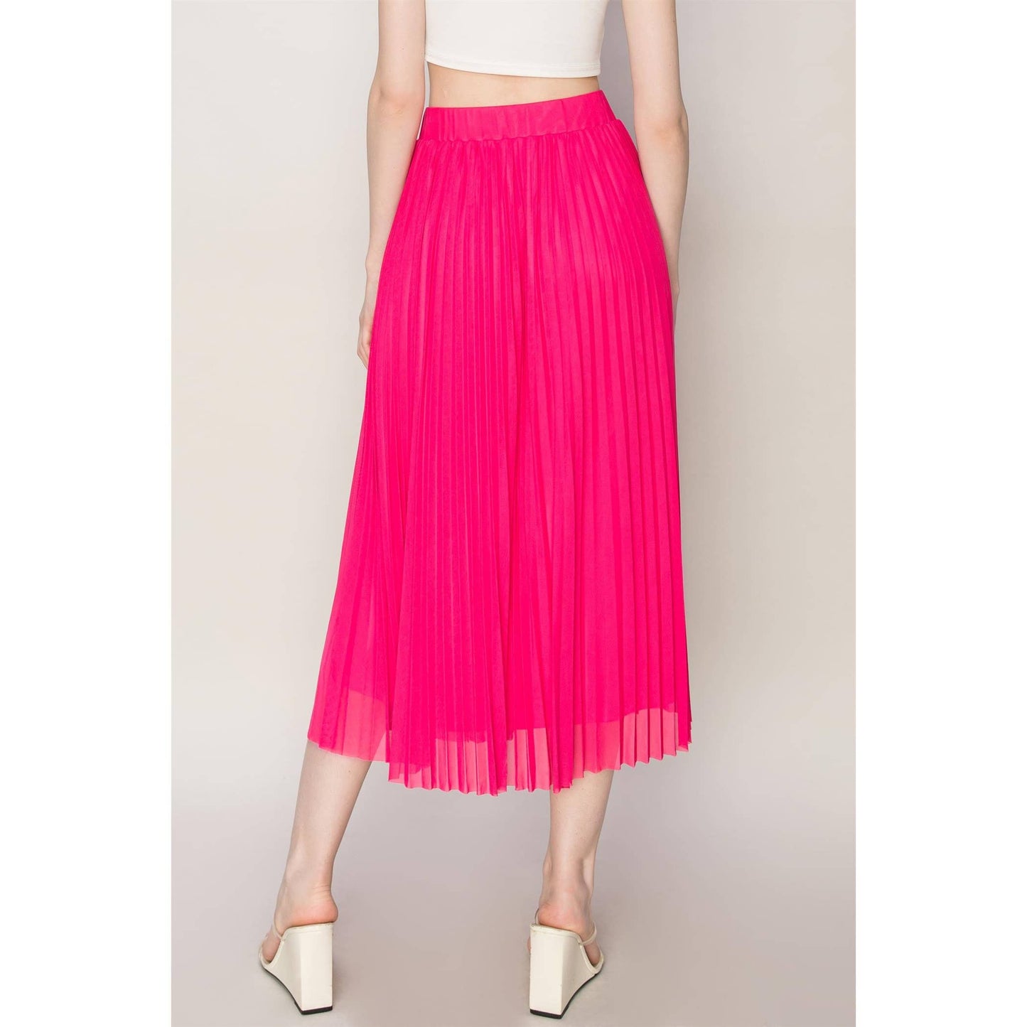 Falda plisada de malla de talle alto