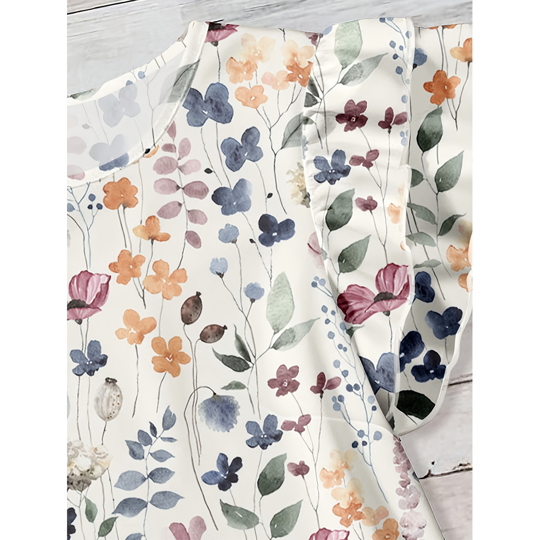 Camiseta Casual de Manga Corta con Estampado Floral de Verano ZK4100