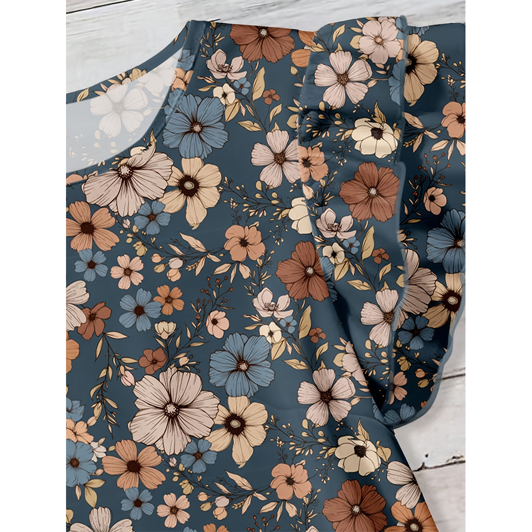 Camiseta Casual de Manga Corta con Estampado Floral de Verano ZK4100