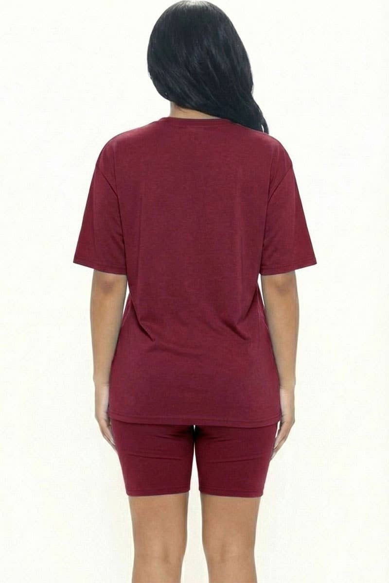 Oversized T-shirt and biker shorts set