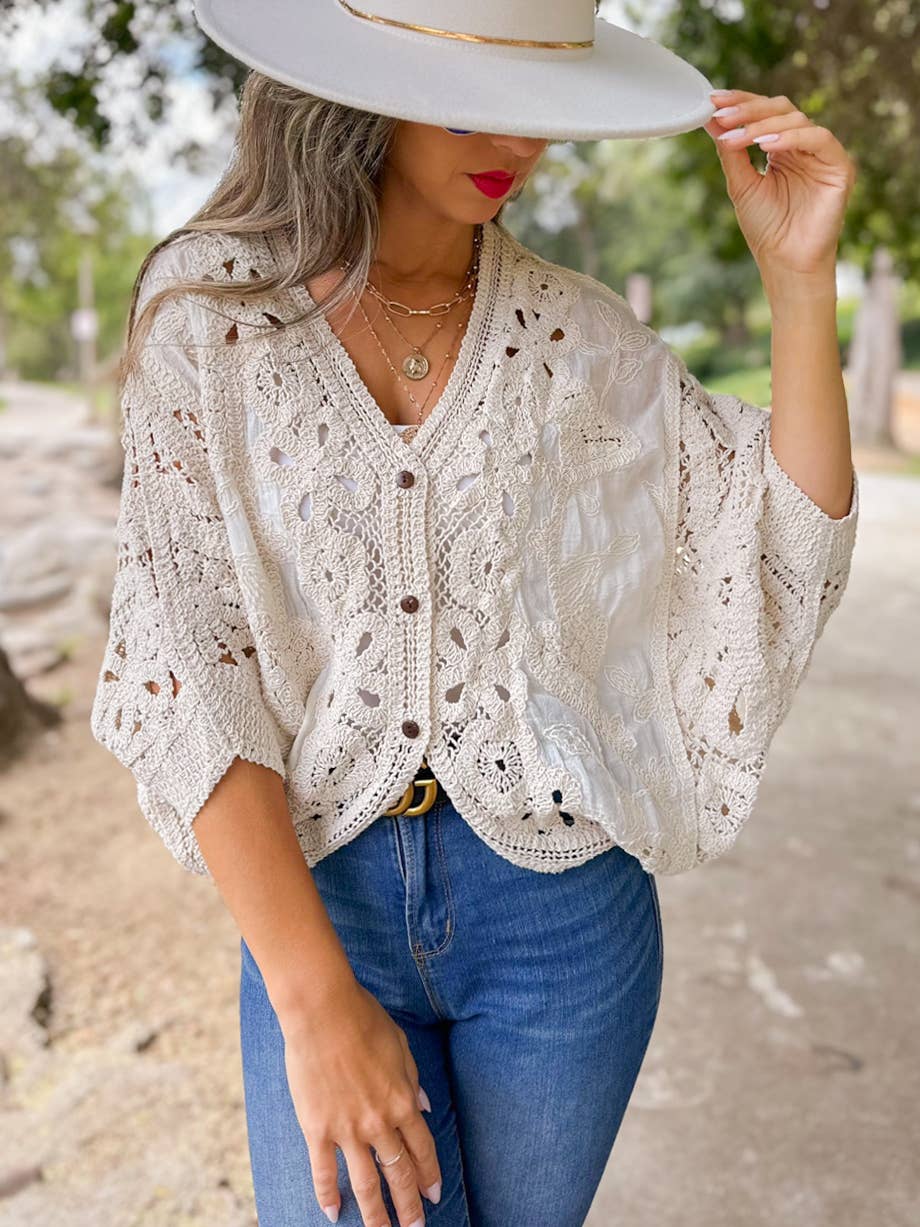 Ivory Lace Crochet Cardigan – Boutique Bestseller for Layering