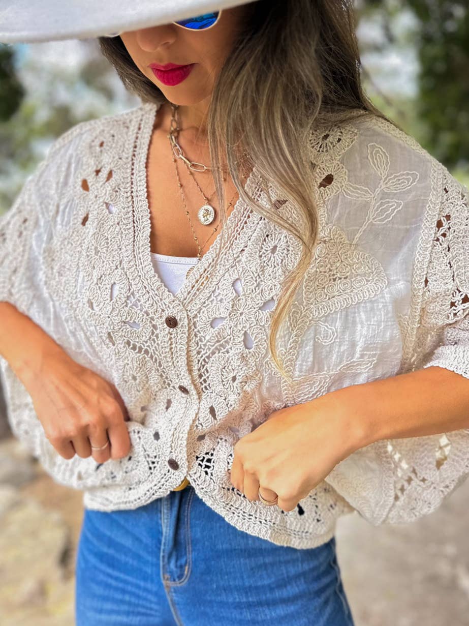 Ivory Lace Crochet Cardigan – Boutique Bestseller for Layering