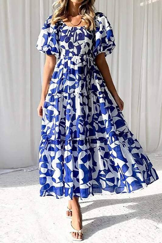 Vestido floral con mangas abullonadas