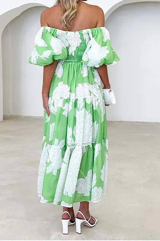 Vestido floral con mangas abullonadas