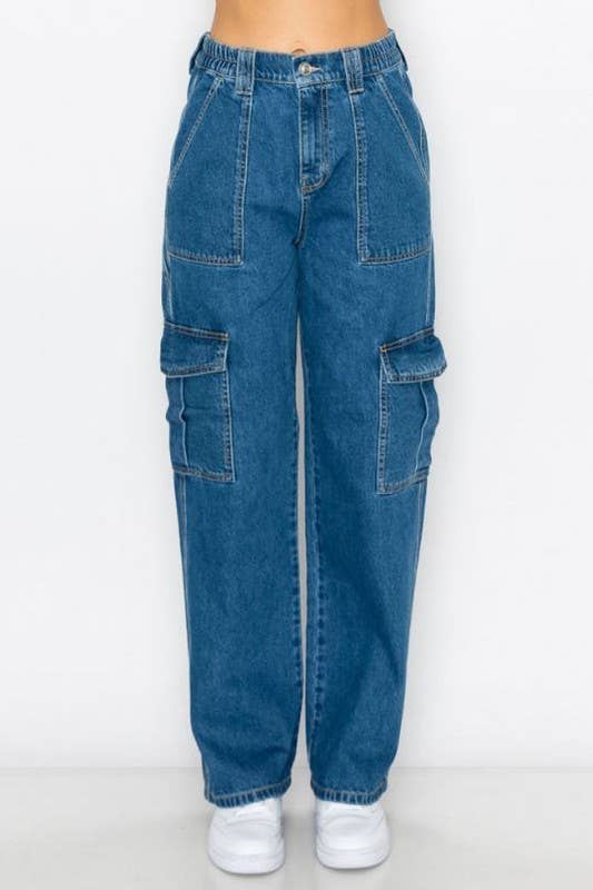 Pantalón cargo de mezclilla para adolescentes