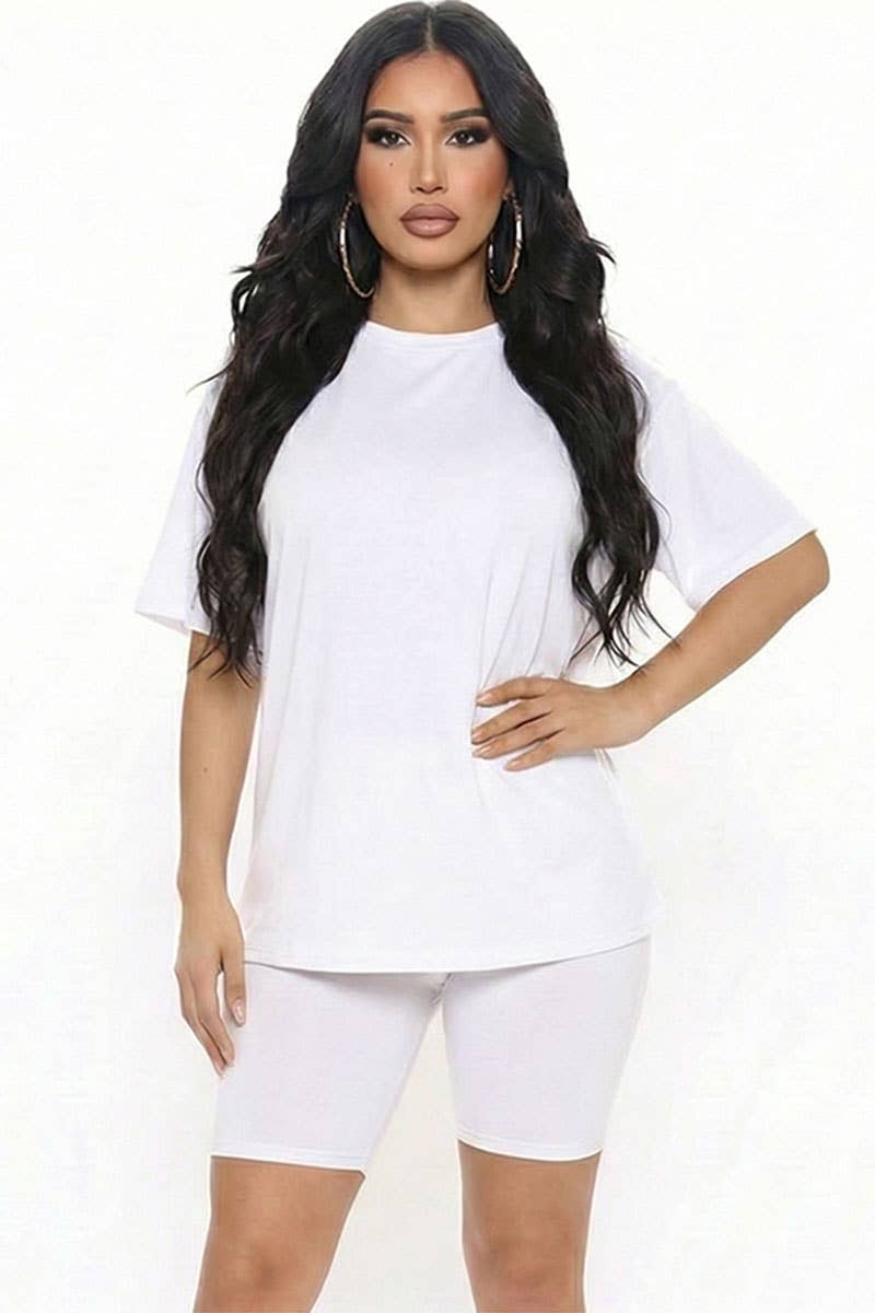 Oversized T-shirt and biker shorts set
